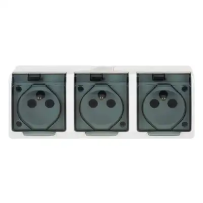 HERMES BIAŁY GNIAZDO NT 3X Z/U Z KLAPKĄ DYMNĄ IP44 ZACISKI ŚRUBOWE 16A 250V 0323-01